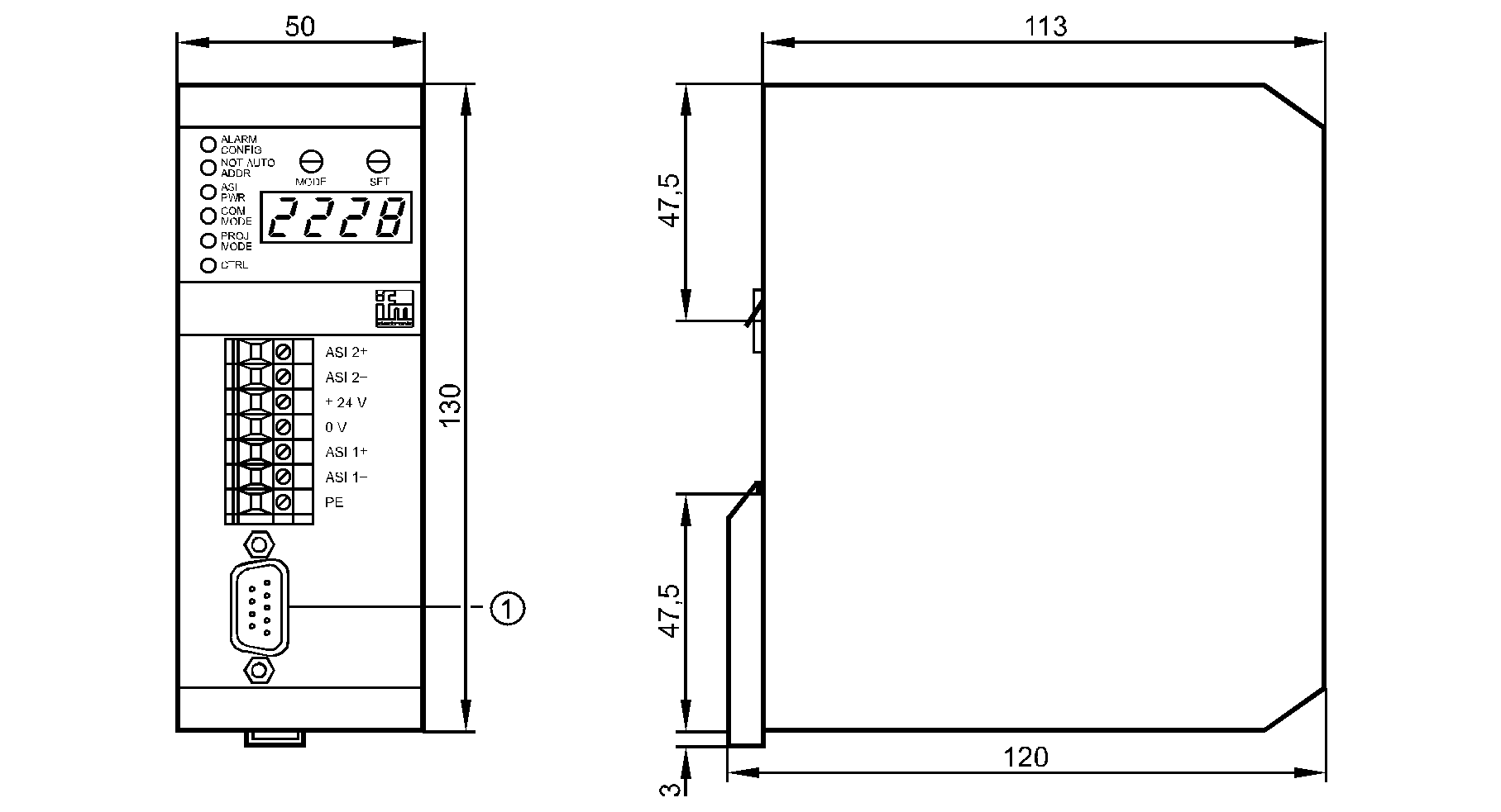 1: Серийный интерфейс RS-232C  
