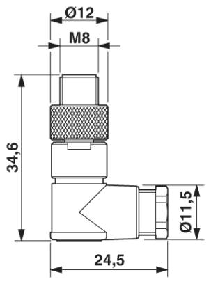 Штыревая часть разъема M8 x 1, угловая