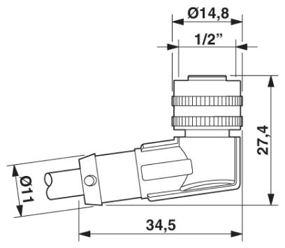 Розетка 1/2"-20UNF, угловая