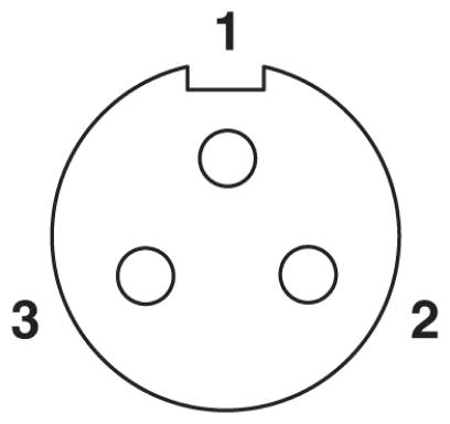 Расположение контактов гнездового разъема 7/8"-16UNF, 3 контакта, вид со стороны гнездовой части