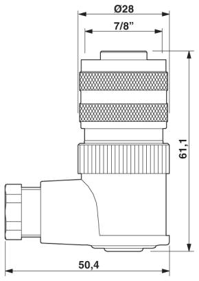 Розетка 7/8"-16UNF, угловая, Pg9