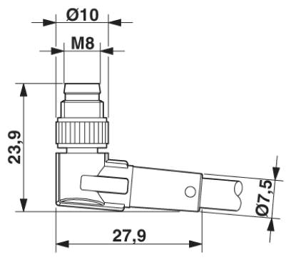 Штыревая часть разъема M8 x 1, угловая