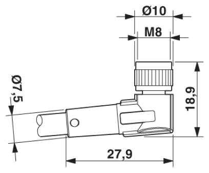 Розетка M8 x 1, угловая