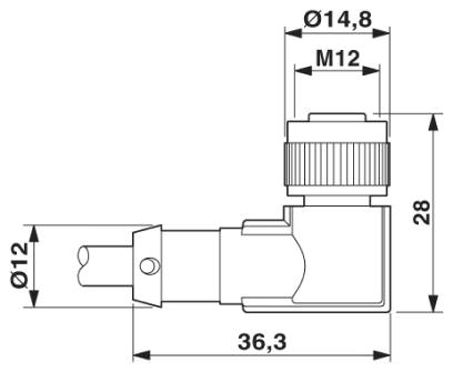 Гнездовая часть разъема M12 х 1, угловая, экранированная