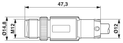 Штекер M12 х 1, прямой, экранированный