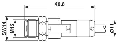 Штыревая часть разъема M12 х 1, прямая