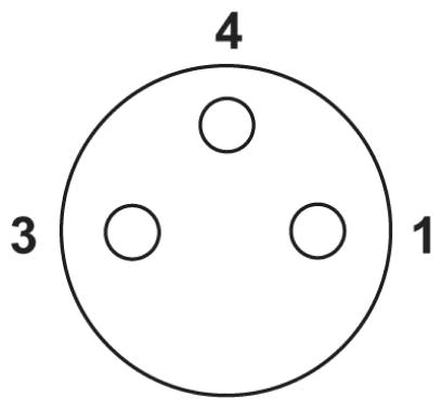 Расположение контактов гнездового разъема М8, 3 контакта, вид со стороны гнездовой части
