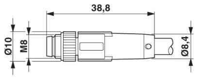 Штекер M8 x 1, угловой, экранированный