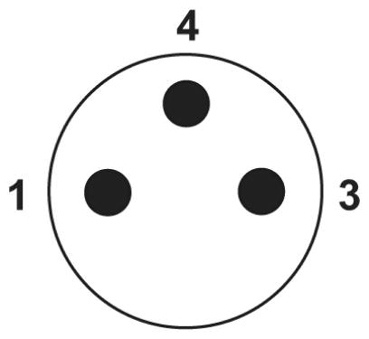 Расположение контактов штекера М8, 3 контакта, вид со стороны штыревой части