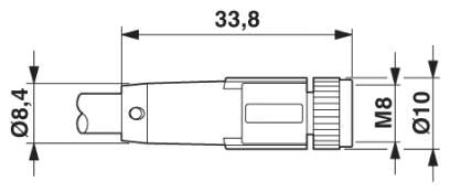 Розетка M8 x 1, прямая, экранированная