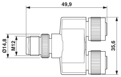 Разъем M12 x 1, Y-образный распределитель, размер кольца 21 мм
