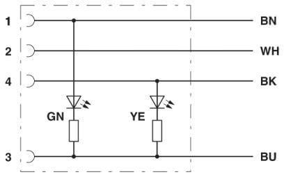 Цоколевка контактов розетки M8, со светодиодным индикатором