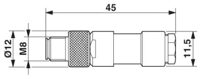 Штыревая часть разъема M8 x 1, прямая