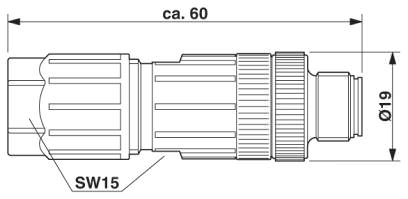 Штыревая часть разъема M12 х 1, прямая