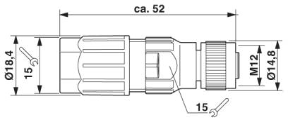 Гнездовая часть разъема M12 х 1, прямая