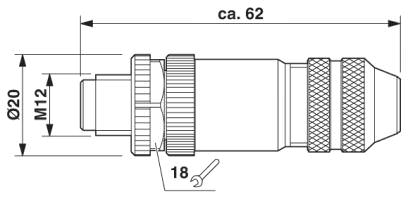 Штекер M12 х 1, прямой, экранированный