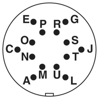 Расположение контактов разъема М16, 14-полюсн.