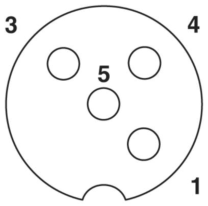 Расположение контактов розетки М12, 4-полюсн.