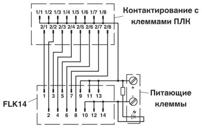 Схема подключения PLC-V8/FLK14/OUT/M