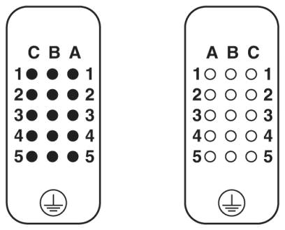 1 = Вилочная часть разъема<br/>2 = Гнездовая часть разъема