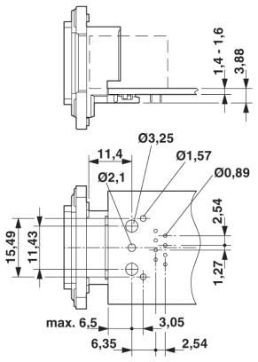 Схема расположения отверстий для VS-08-BU-RJ45/LP-1