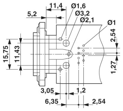 Схема расположения отверстий для VS-08-BU-RJ45-6/LH-1