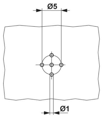 Схема расположения отверстий для компонента SACC-DSI-M12FS-5CON-L180P