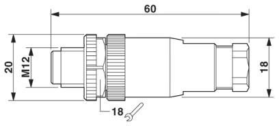 Штыревая часть разъема M12 х 1, прямая