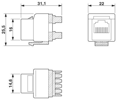 Вставка розетки RJ45, Keystone