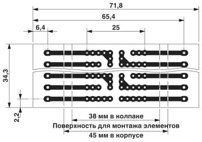 размер шага 5 мм<br/>a = размер монтажной поверхности 38 мм в крышке<br/>a = размер монтажной поверхности 45 мм в корпусе