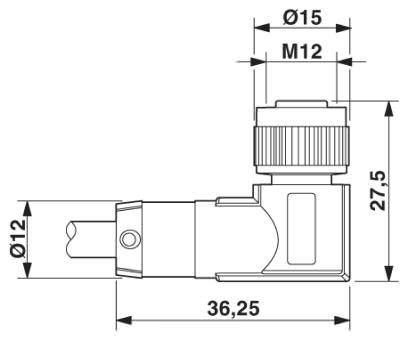 Розетка M12-SPEEDCON, угловая, экранированная