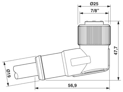 Розетка 7/8"-16UNF, угловая