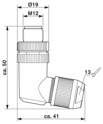 Штекер M12-SPEEDCON, угловой, экранированный