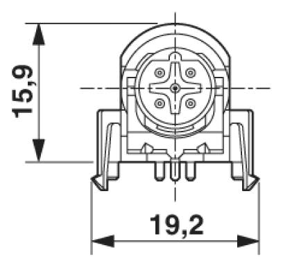 Встраиваемый соединитель M12, вилочная часть, держатель контактов, вид спереди