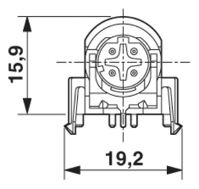 Встраиваемый соединитель M12, вилочная часть, держатель контактов, вид спереди