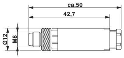 Штыревая часть разъема M8 x 1, прямая