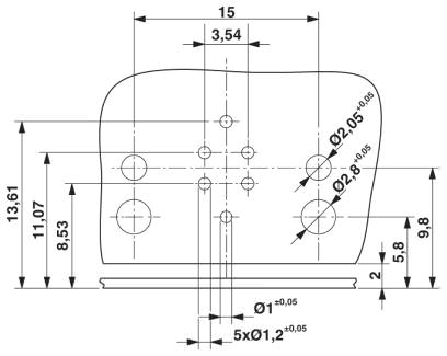 Схема расположения отверстий только для соединений с корпусом SACC-M12-SCO PLUG L90 (арт. № 1436709)