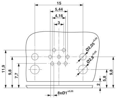 Схема расположения отверстий только для соединений с корпусом SACC-M12-SCO PLUG L90 (арт. № 1436709)