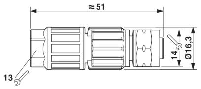 Розетка M12, прямая,<br/>Зажимы QUICKON: 0,14 мм² ... 0,34 мм²