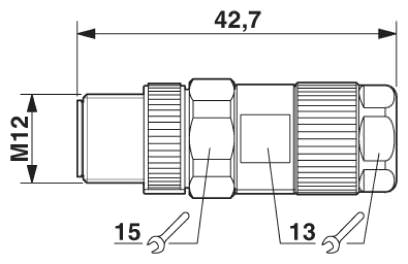 Штыревая часть разъема M12 х 1, прямая