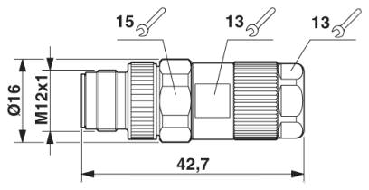 Штыревая часть разъема M12 х 1, прямая