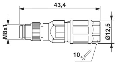 Штыревая часть разъема M8 x 1, прямая