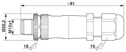 Штыревая часть разъема M12 х 1, прямая