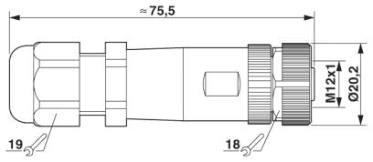 Гнездовая часть разъема M12 х 1, прямая