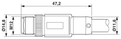 Вилка M12, прямая, экранированная