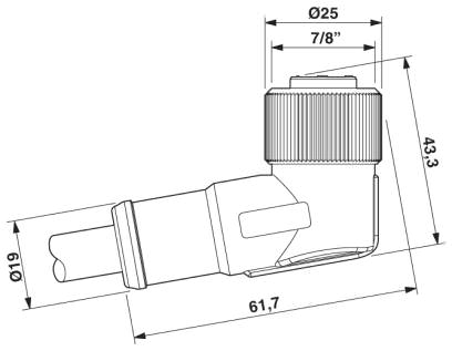 Розетка 7/8"-16UNF, угловая