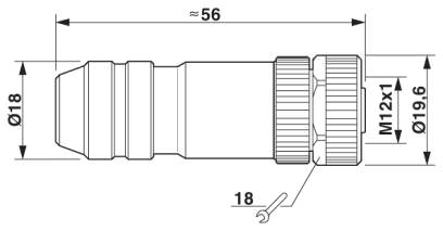 Гнездовая часть разъема M12 х 1, прямая, экранированная