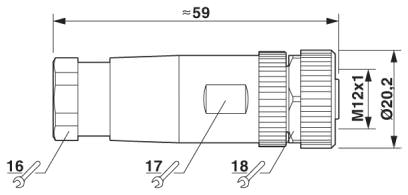 Гнездовая часть разъема M12 х 1, прямая