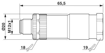 Штыревая часть разъема M12 х 1, прямая