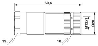 Гнездовая часть разъема M12 х 1, прямая